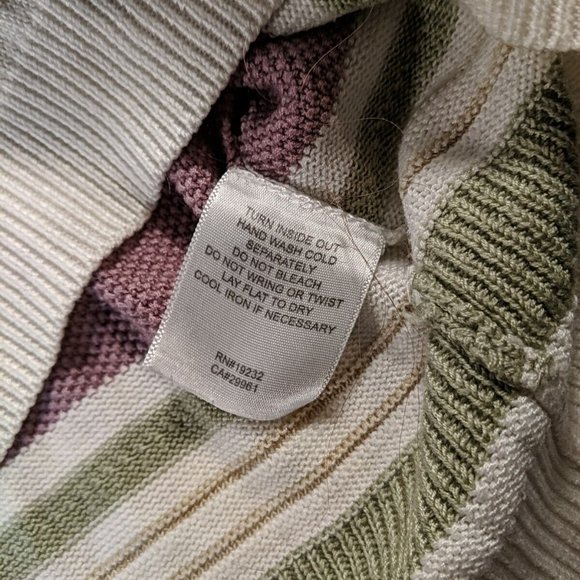 Alfred Dunner Purple Green Cream Striped Knit Short Sleeve Sweater Shirt Top XL - Picture 5 of 9